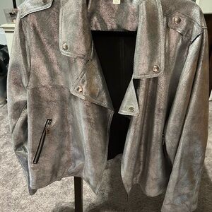 Cato Silver Bomber Jacket with Lapel Collar